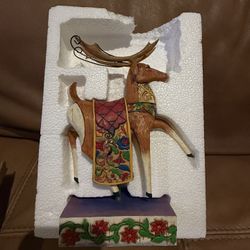 Jim Shore Heartwood Creek 2004"Dash Away" Reindeer Red Blanket