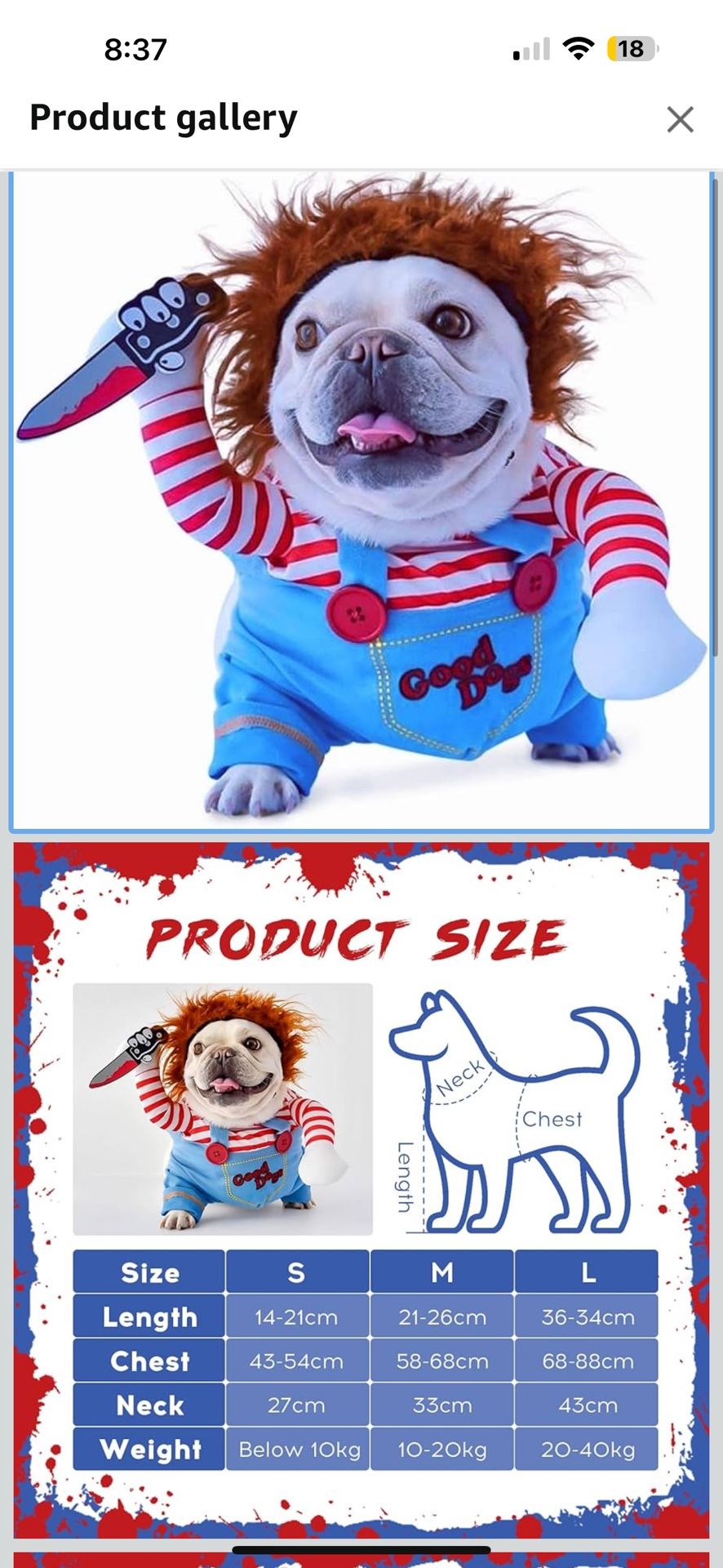 Chucky Dog Costume