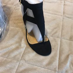 Nine  West Black Suede Heel Sandal Size 7.5