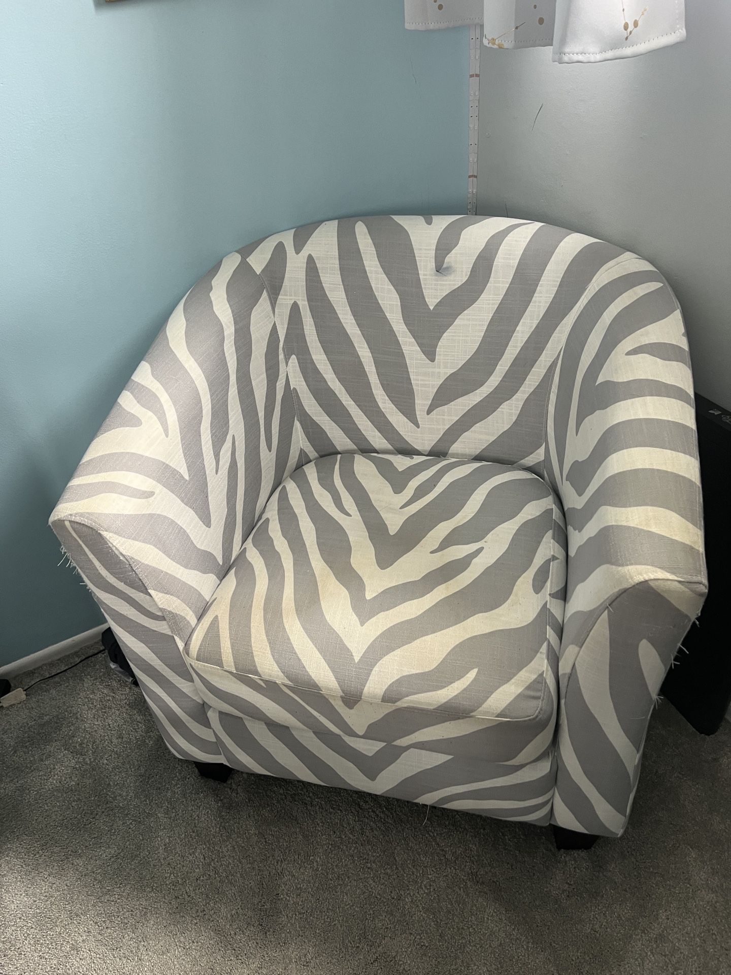 Zebra Print Gray And White Chair