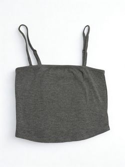 Bozzolo Gray Ribbed Knit Crop Cami Top