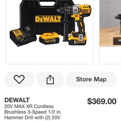 Dewalt 20vXR 1/2”brushless 3-speed Hammer Drill Kit 