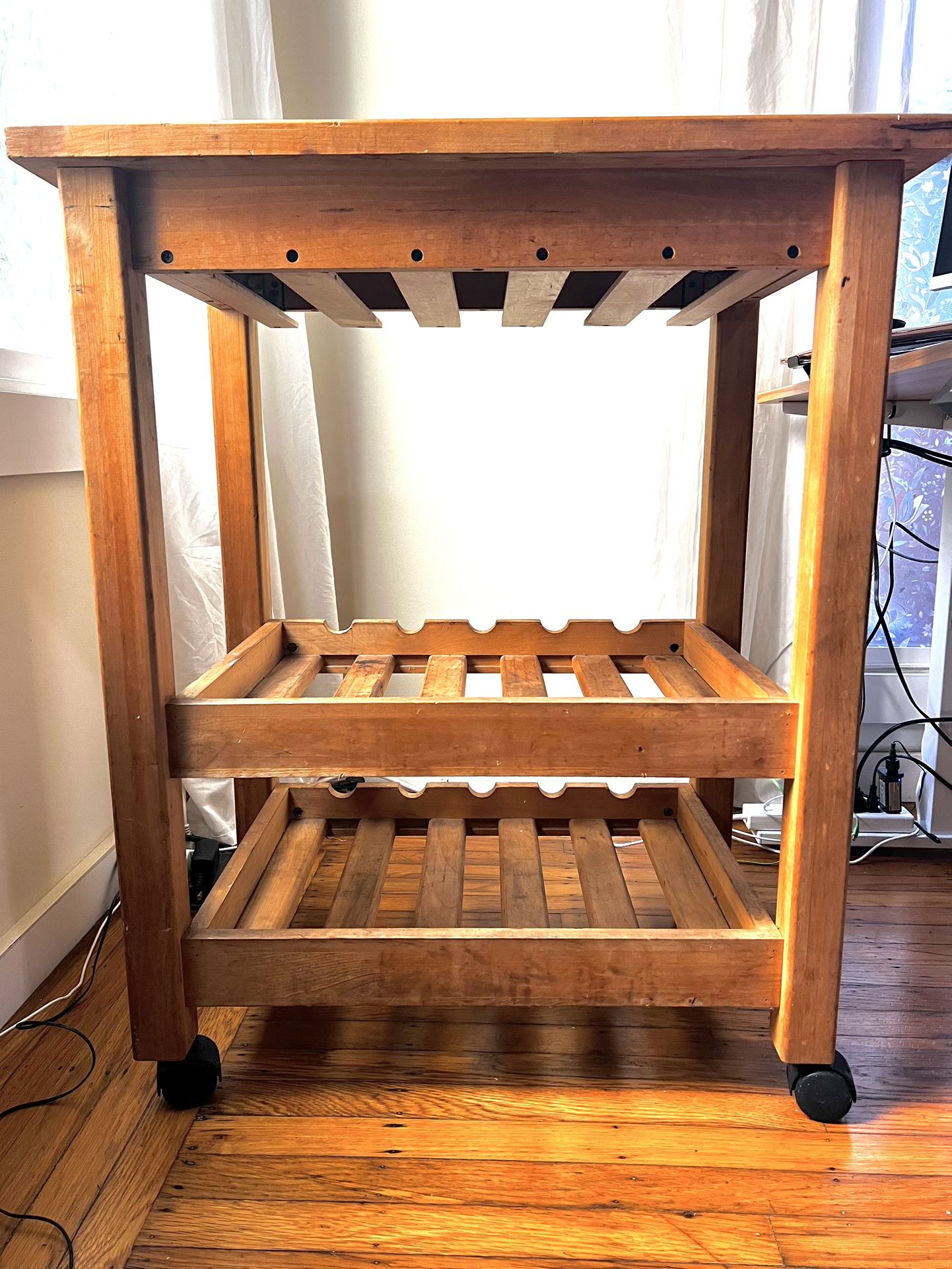 Wood Kitchen Island / Butcher Block Cart on Wheels – Solid Wood