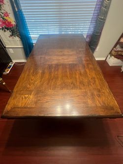 Antique Table with 8 Chairs and Two Leafs