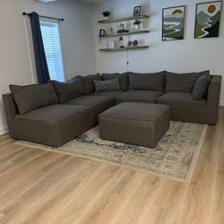 Gray Modular Sectional w/ Ottoman, Delivery Available