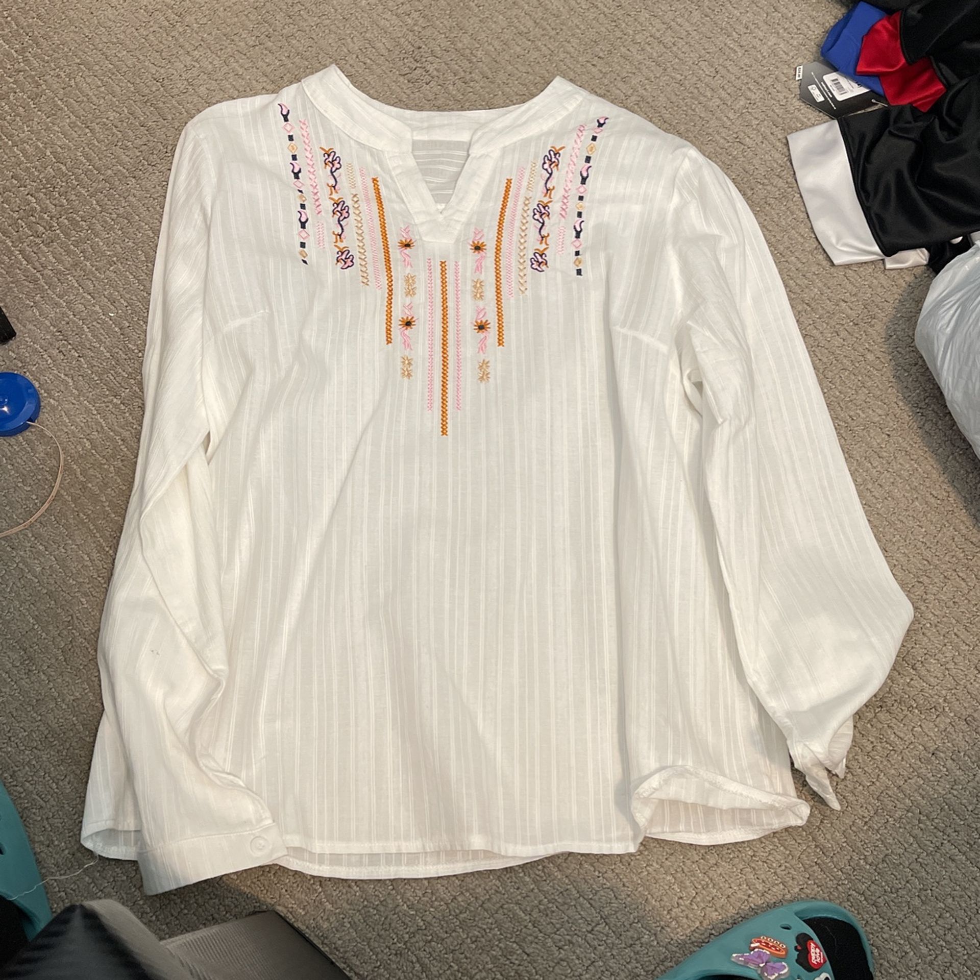 Womens Blouse Tunic Embroidered