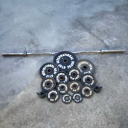 Olympic 2” Weight Set 180lbs + 45lb Barbell w/ Clamps