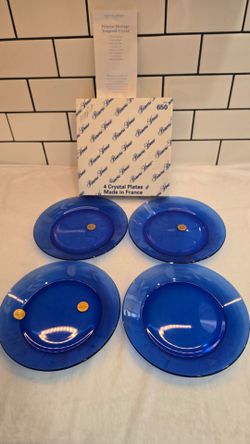 Brand New Princess House Heritage Navy Blue  Crystal Plates Set of 4 Item # 650 $50.00