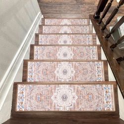 New Boho Carpet Stair Treads for Wooden Steps 4 Pack