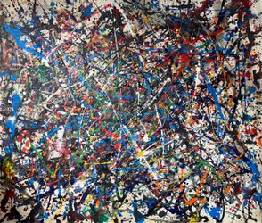 Large Oil on Canvas signed Pollock Antique modern Expressionism Picasso dali warhol era