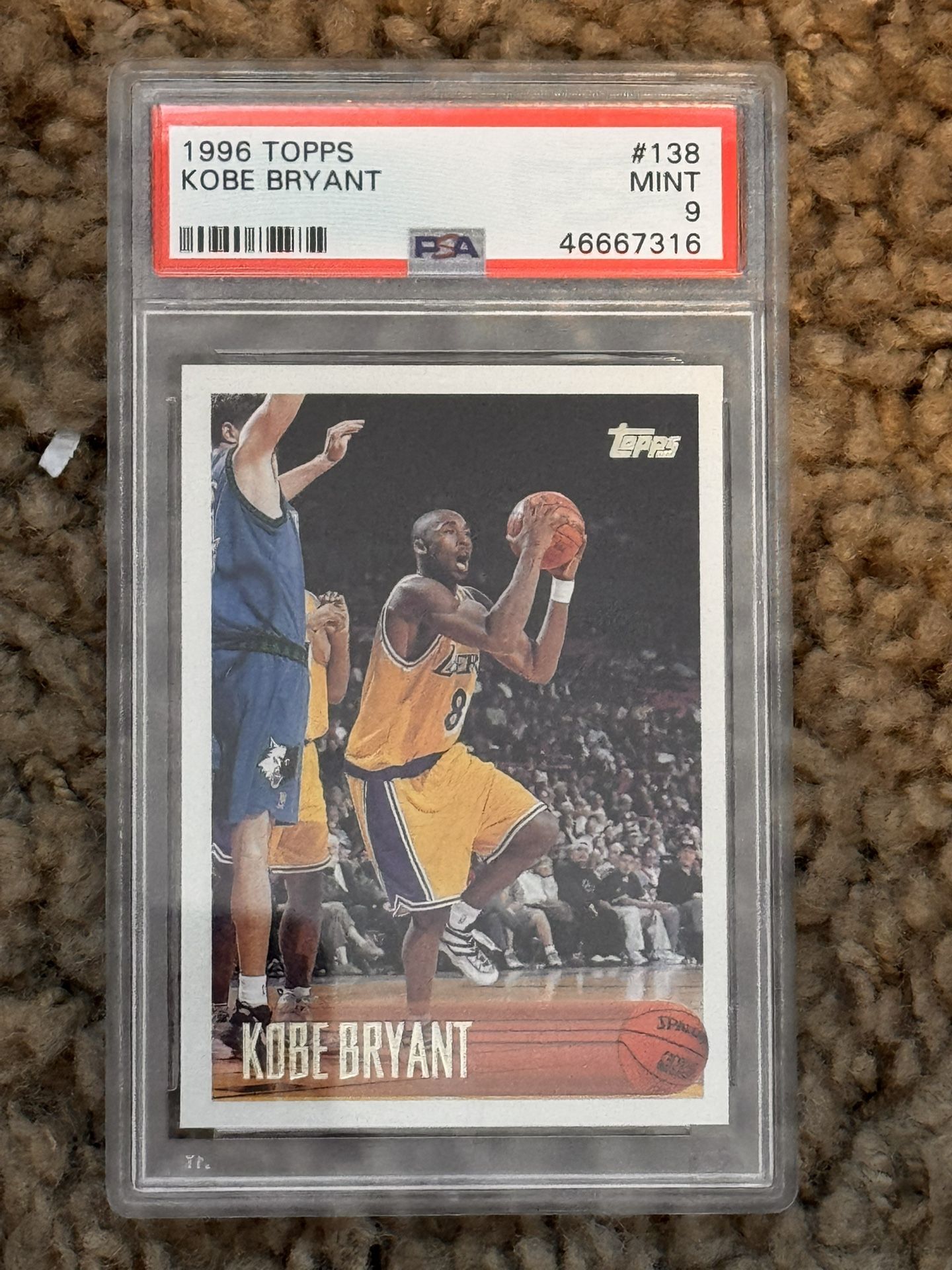 1996 Kobe Bryant Topps #138 Rookie PSA 9 Los Angeles Lakers