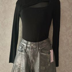Outfit Wide Lag Silver Pants Jeans Bodysuit 