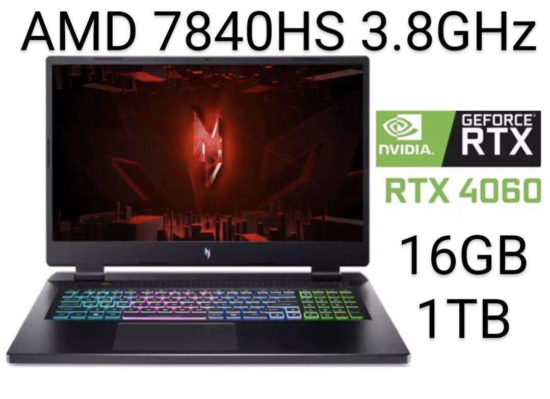 Acer Nitro 17 Laptop 17.3" 16GB 1TB NVIDIA GeForce RTX 4060 Certified Refurbished