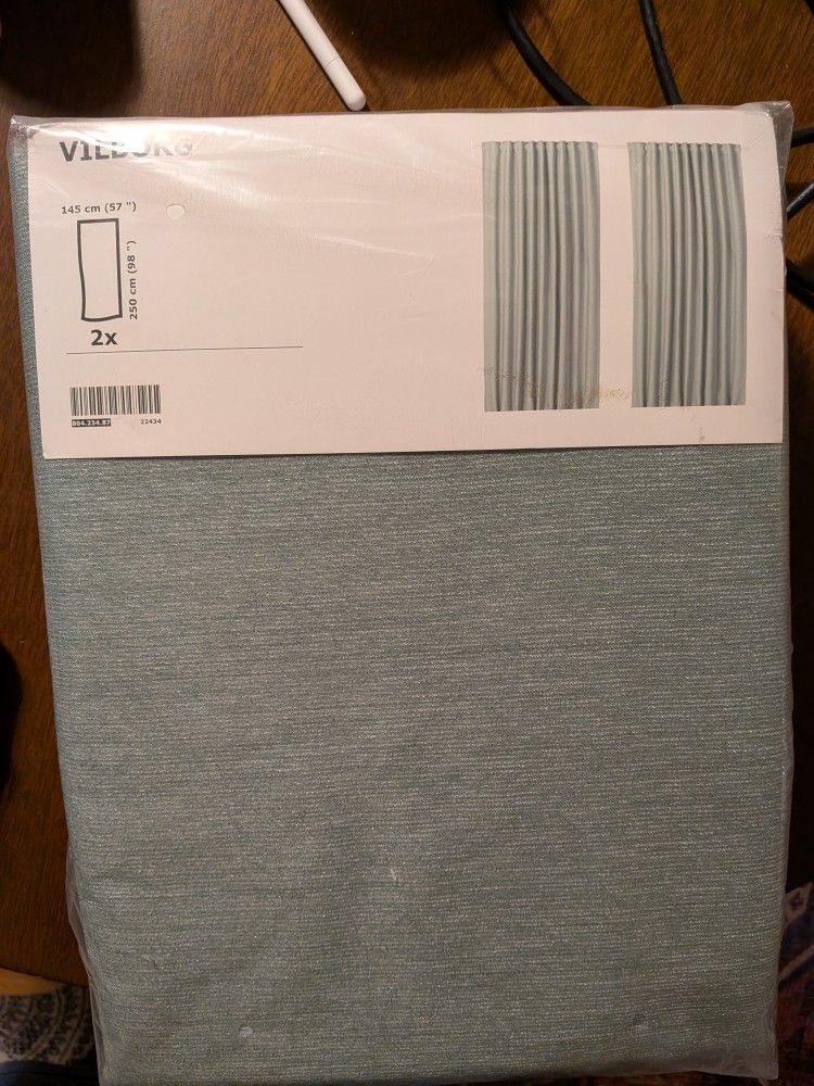New VILBORG Green Curtains (2-Pack) - 57"X98"
