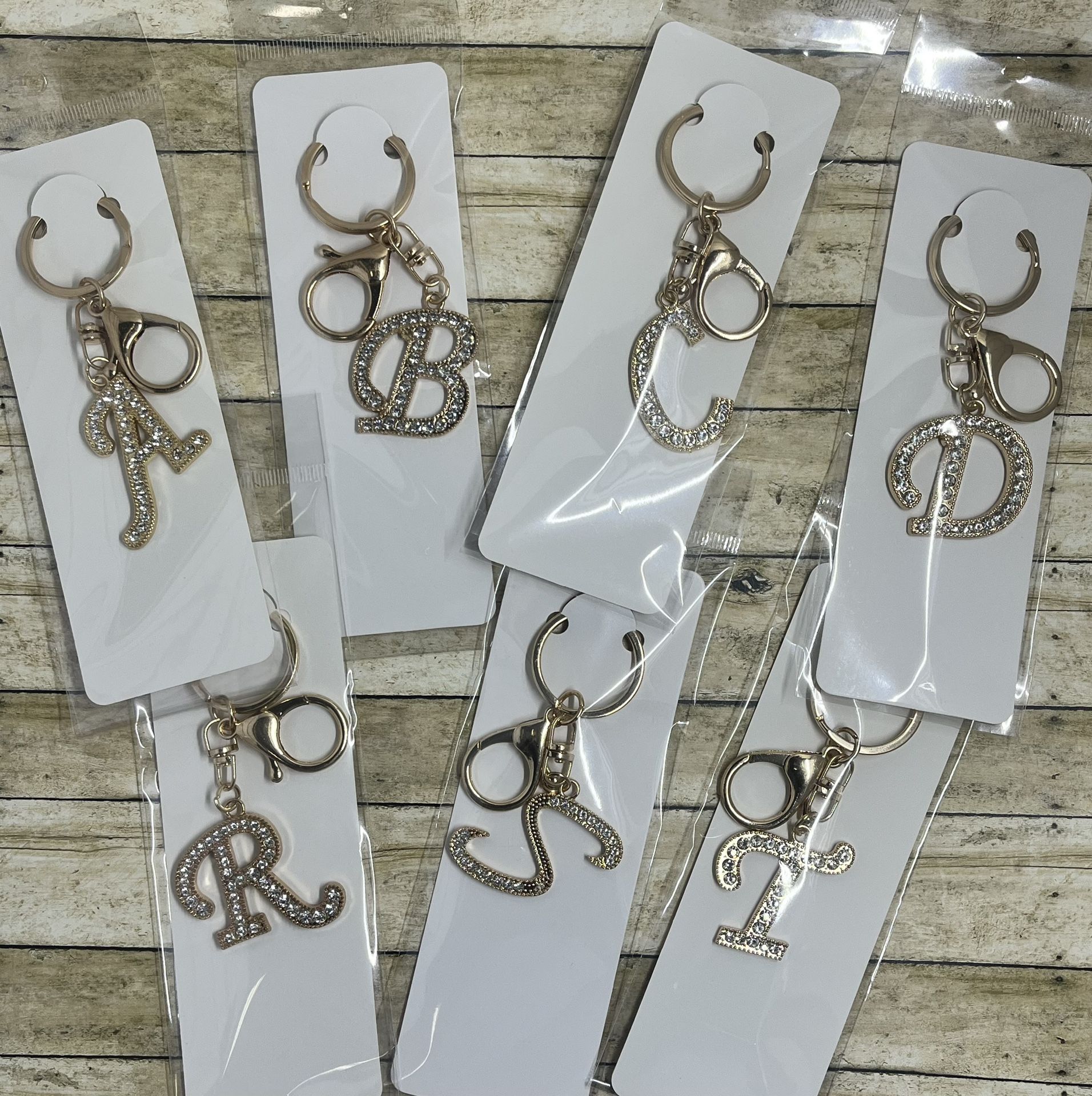 Rhinestone Initial Keychains