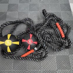 GoFit combat rope and weighted balls
