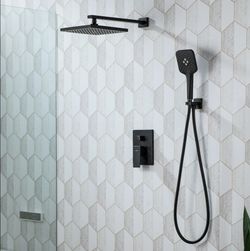 Casta Diva Rain Shower Head with Handheld Spray, Square, Black | CD-S02B