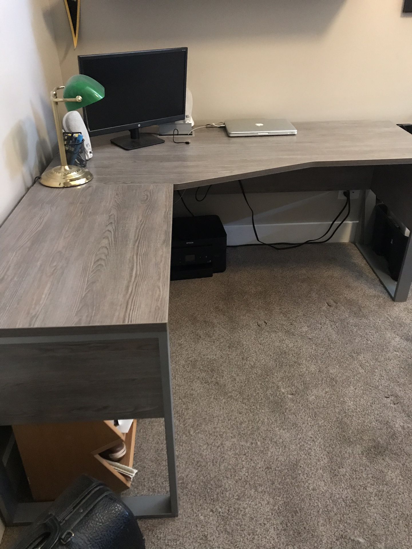 Large gray corner desk