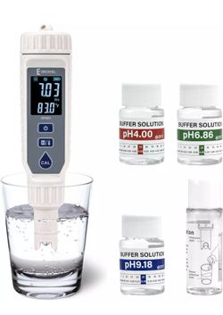 ERICKHILL pH Meter, High Accuracy ±0.01 pH Tester with Calibration Solution & 0-14 pH Measure Range, Waterproof pH Pen with ATC & LCD Backlight for Dr