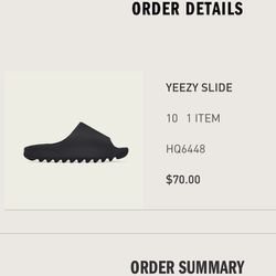 Adidas Yeezy Slide Onyx Size 10 