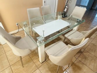 Modern 7-Piece Glass Dining Set TABLE AND CHAIRS