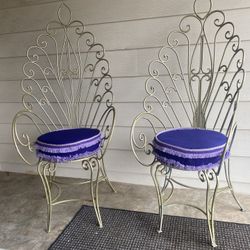 Vintage iron peacock chairs 