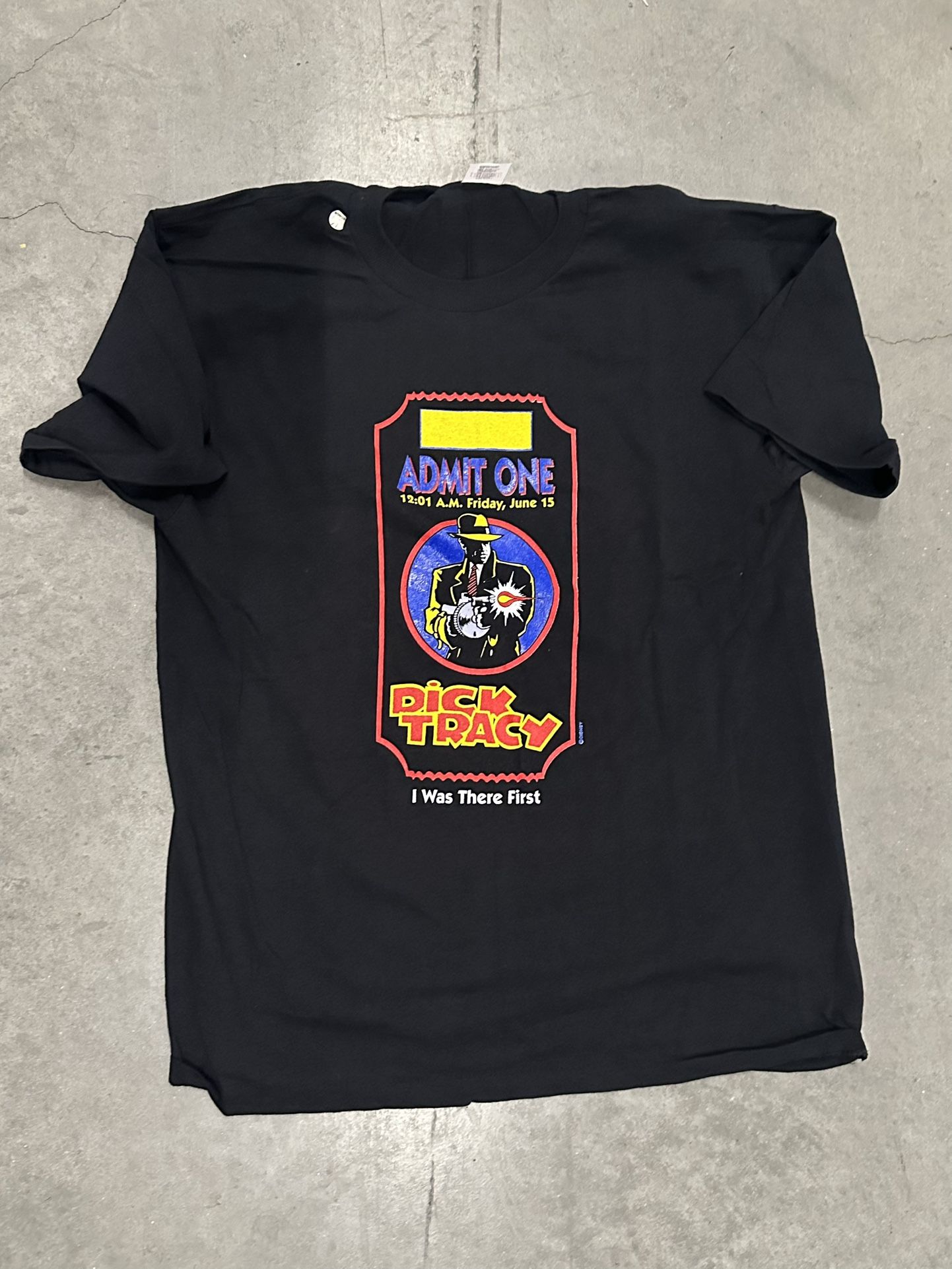 Vintage 90s Disney Dick Tracy Admit One Movie T shirt Single Stitch Black Size L
