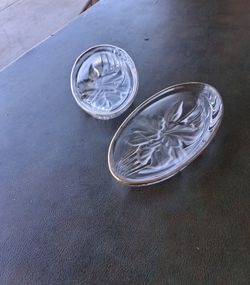 Vintage Mikasa Studio Nova Frosted Oval Crystal Trinket Dishes