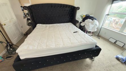 Fairy tale king size bed platform bed black with diamonds