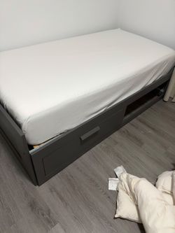 Twin bed frame and mattress