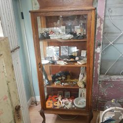 Antique Oak Display Cabinet 