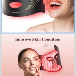 Red Light Therapy for Face, 3 Modes Portable Led Face Mask Light Therapy with Remote, Near-infrared 850 Red Light Mask with Timing Function, Led Light