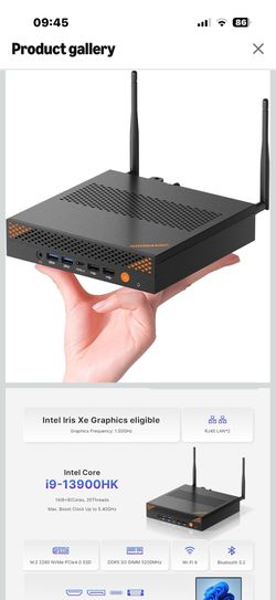 A2 Mini PC, Intel Core i9 13900HK(14C/20T, Up to 5.4GHz) Mini Desktop Computers 32GB DDR5 RAM 1TB SSD, Dual LAN, 9X USB Ports, VGA Ports, Quad Display