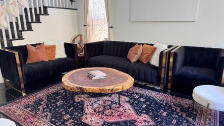 3-Piece Black Velvet Sofa and Armchair + 10 dining chairs