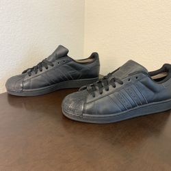 Adidas Originals SuperStars Blackout Black Leather Sneakers Men’s Size 9.5