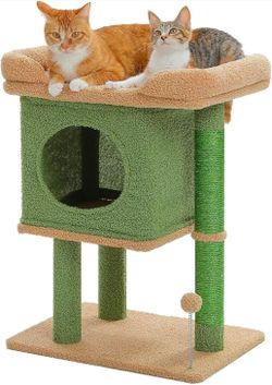 PAWZ Road 26”Cat Tower Cactus Cat Tree for Small Space
Cat Scratching Post with Large Perch 19x13" for 2 Small Cats