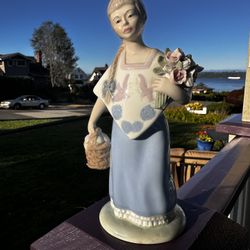 Porcelain Figurine-Girl With A Basket of Roses