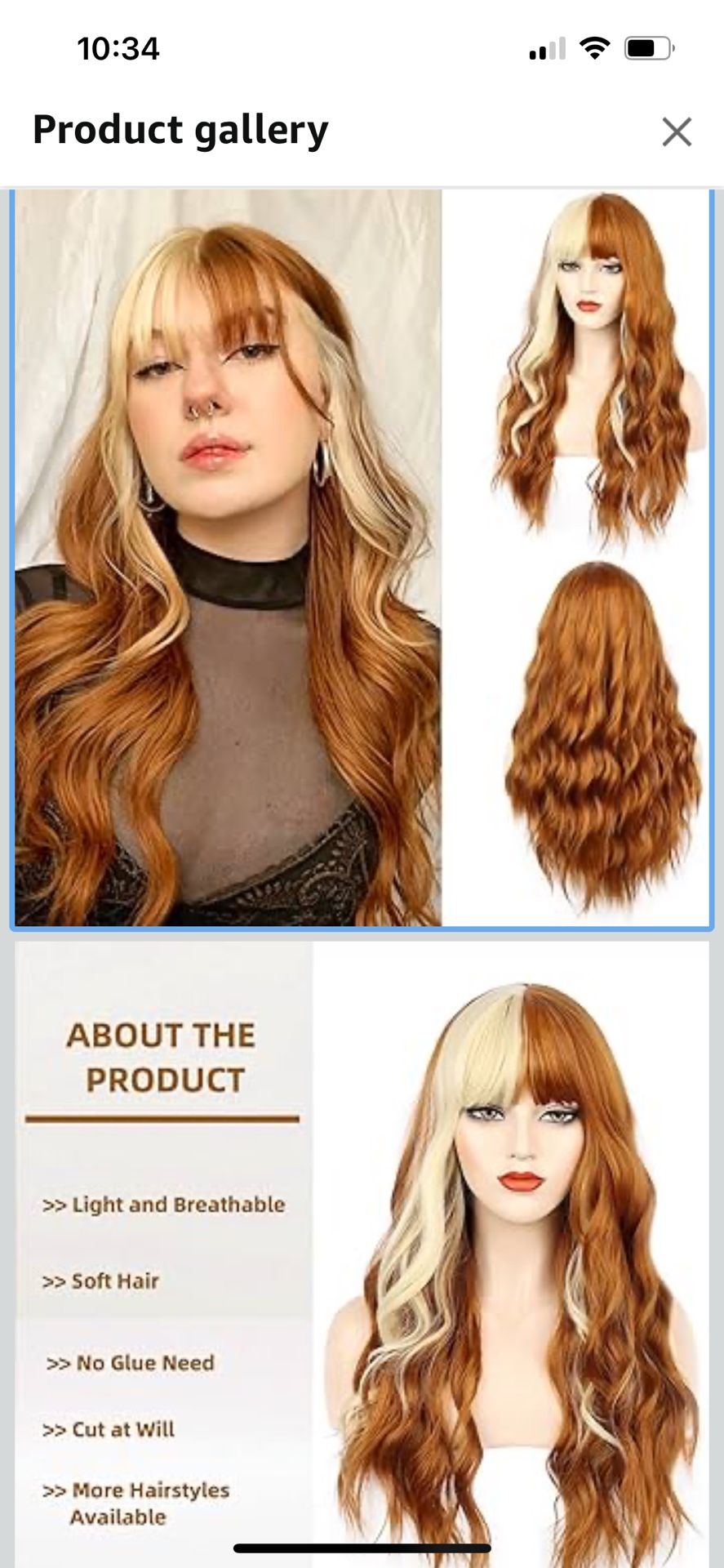 Ginger Blonde Wig With Bangs 
