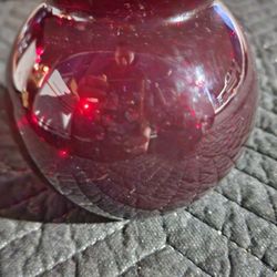 Hand-Blown Ruby Red Art Glass Vase / Bowl