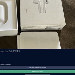 AIRPODS 2nd Generation.   Never Used.     CASH ONLY