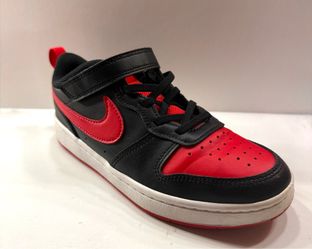 Nike Court Borough Low 2 PSV Black/Red Hook & Loop Kids 3Y BQ5451-007