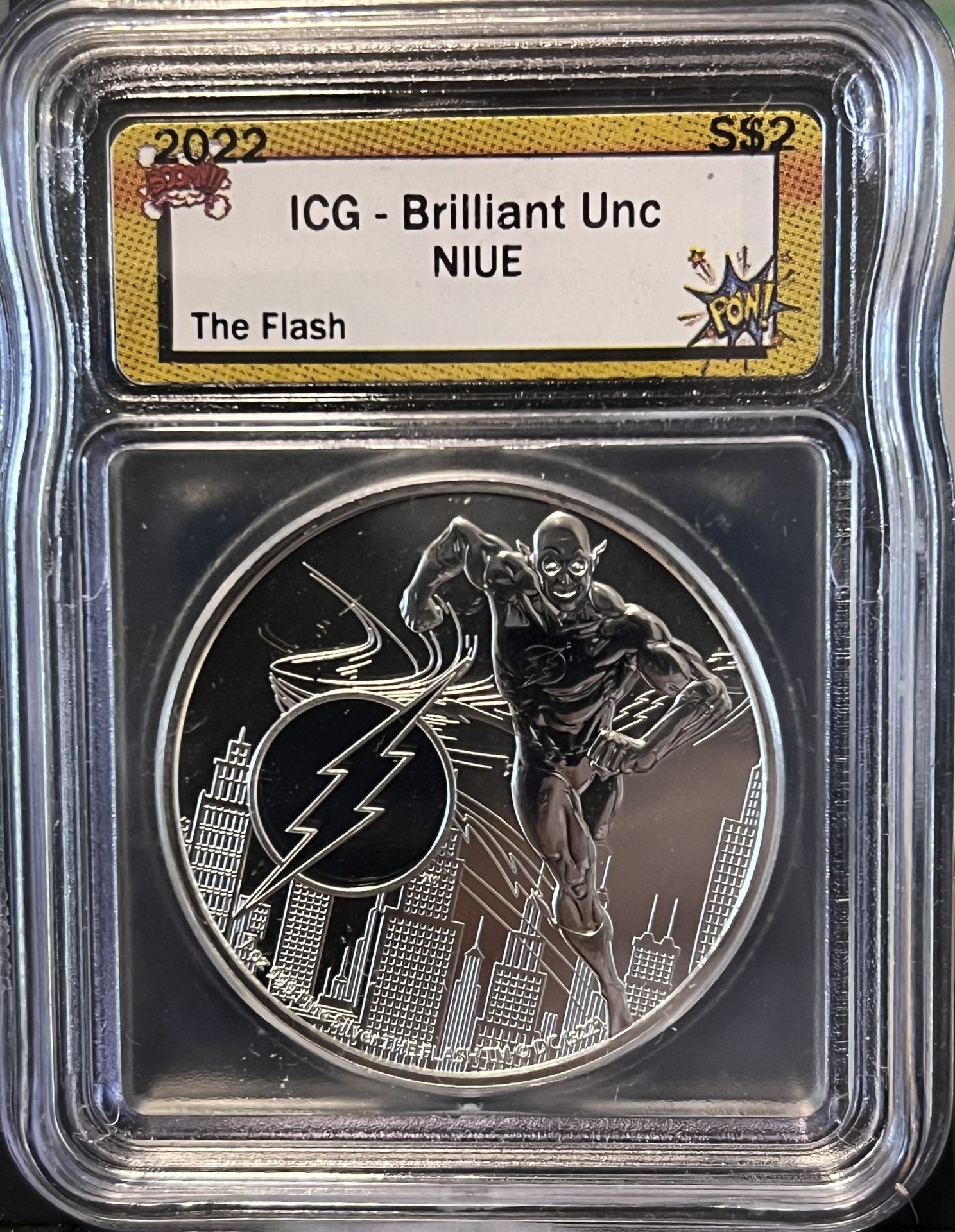 2022 Niue 2 Dollars • DC Comics Justice League The Flash • 1 oz Fine Silver Round • ICG Brilliant Uncirculated • *RARE* Population of 100