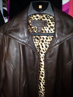 Brown leather jacket sz lg