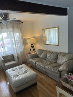 Leather Coach,chair, Ottoman