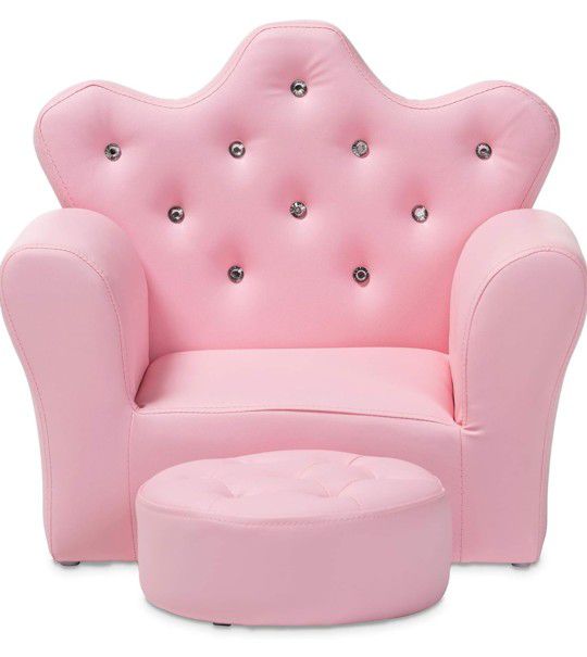 Pink Princess Chair W/Ottoman 
