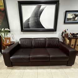 Genuine Burgundy Leather Sofa and Loveseat