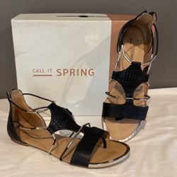 Black sandal with silver accents
