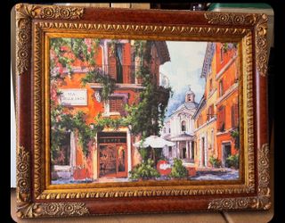 Large painting decorative Italian-European street scene