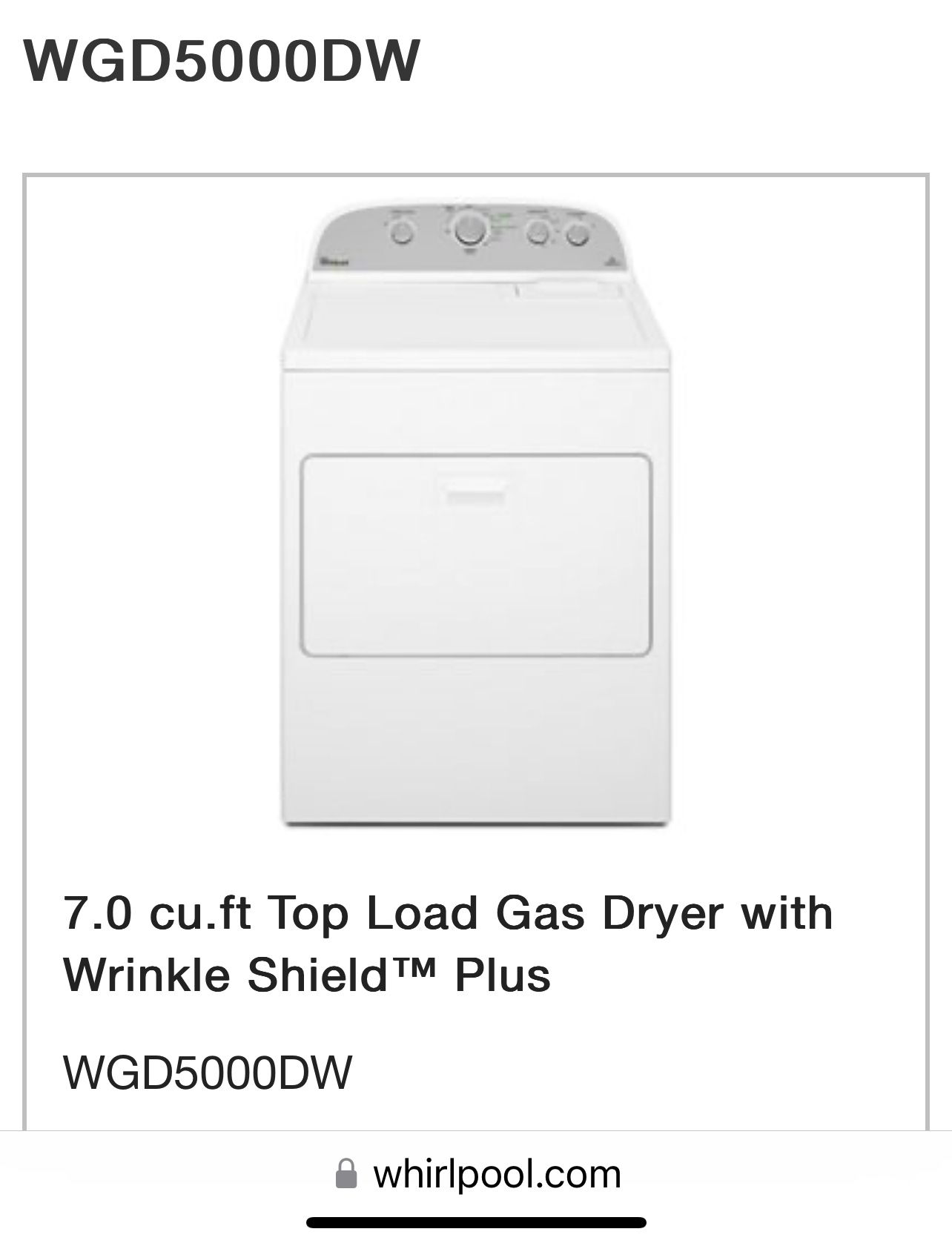 7.0 cu.ft Top Load Gas Dryer with Wrinkle Shield™ Plus
