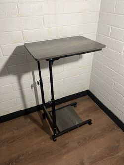 TigerDad Adjustable Height C Table Sofa Side Bedside Table with Wheels, Hospital Bed Table Rolling Tray W/ Storage, Mobile Computer Desk Laptop Table